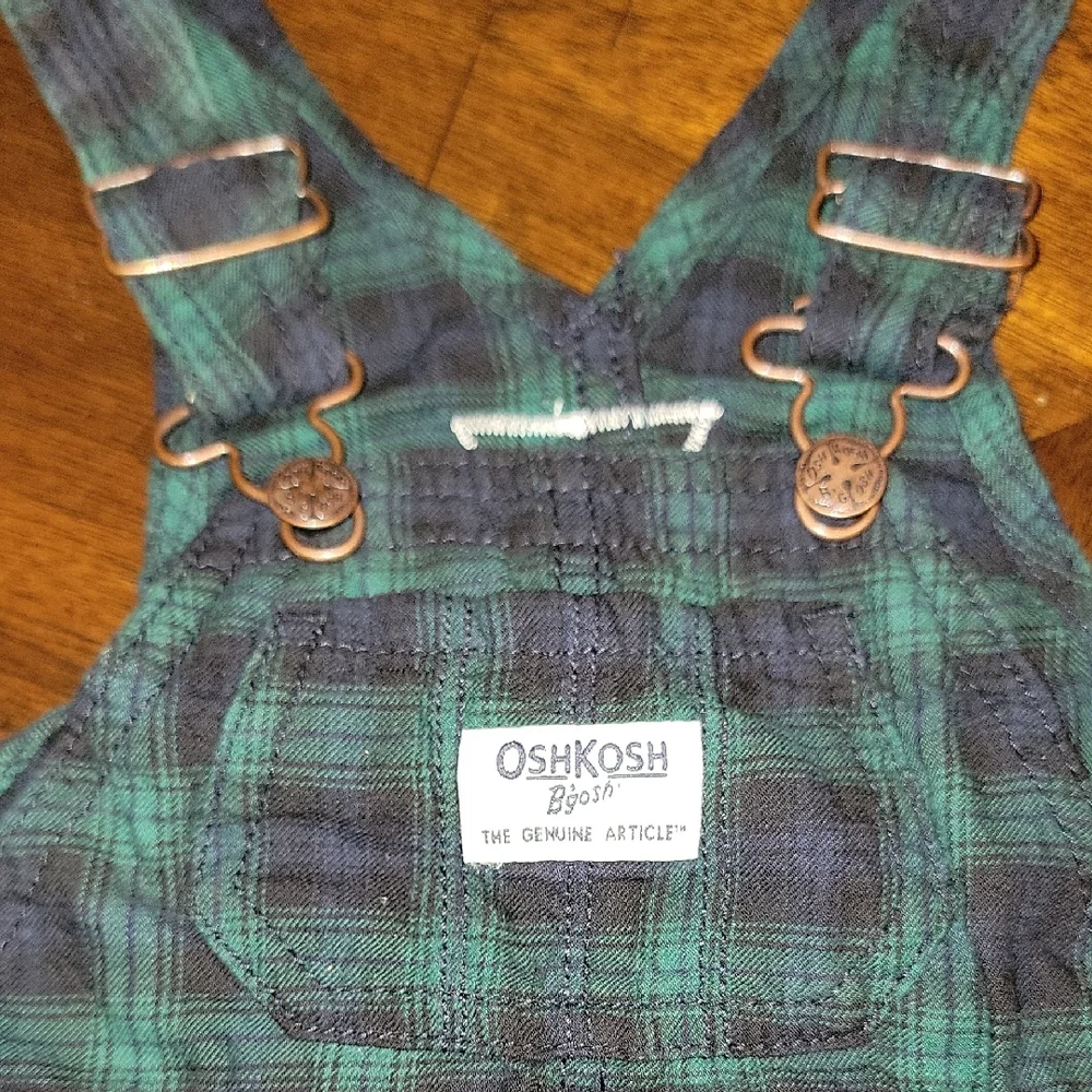 OshKosh B'gosh Green Plaid Overall Dress And Cat&Jack Light Blue Dress 18m Girl